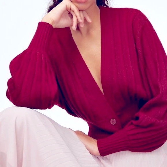 WILFRED plunge front cardigan - red - XXS - Picture 2 of 9